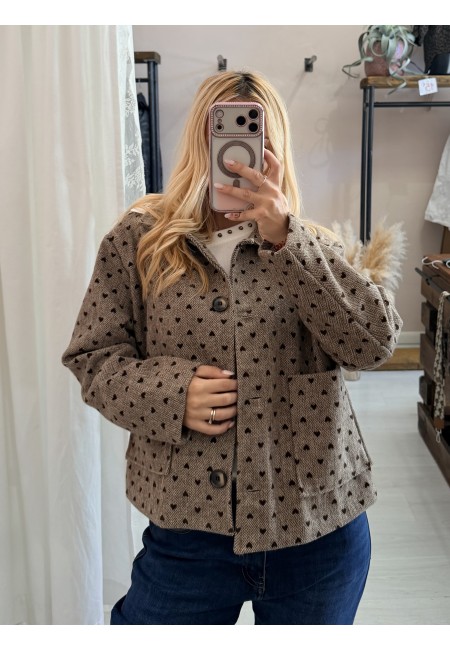 Giacca cappottino cuoricini beige