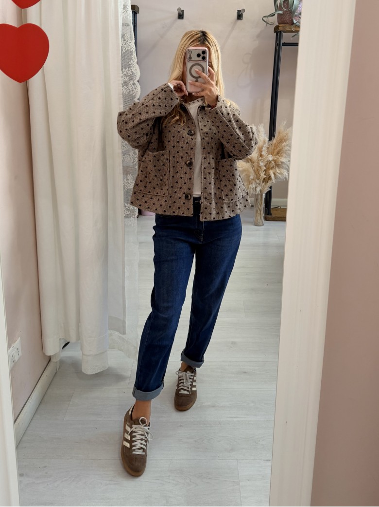 Giacca cappottino cuoricini beige