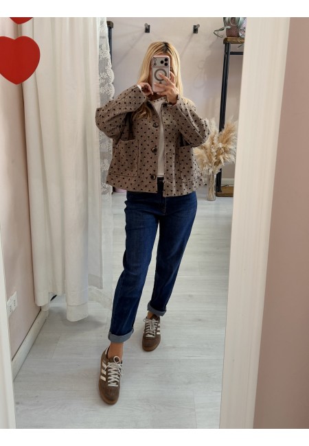 Giacca cappottino cuoricini beige