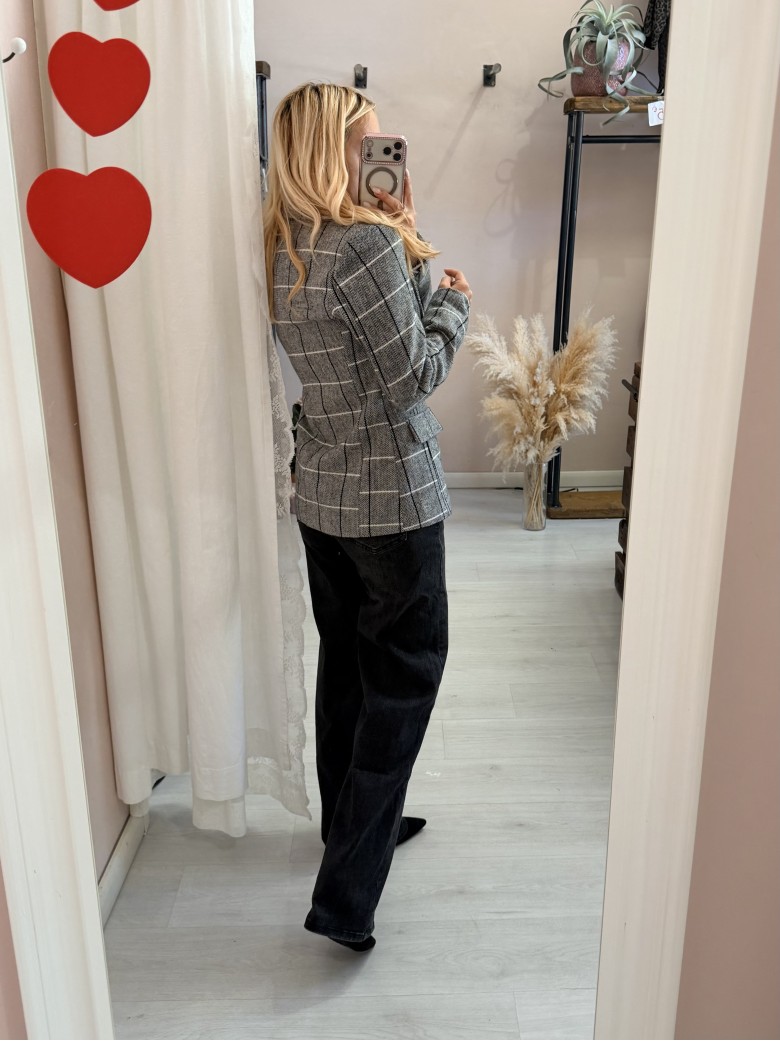 Giacca check spina nera