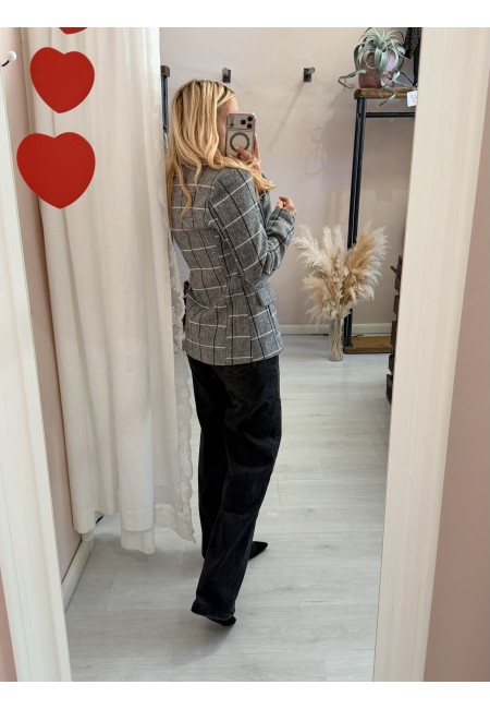 Giacca check spina nera