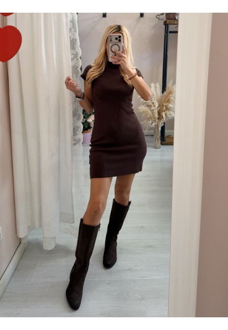 Vestito ILARIA mezze maniche marrone