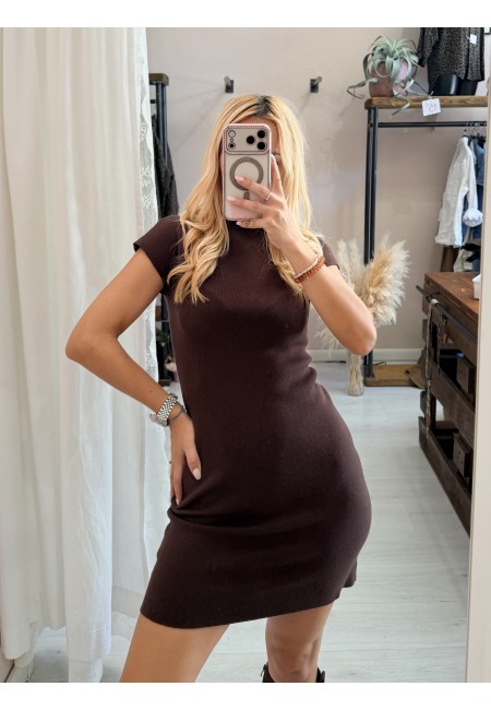 Vestito ILARIA mezze maniche marrone