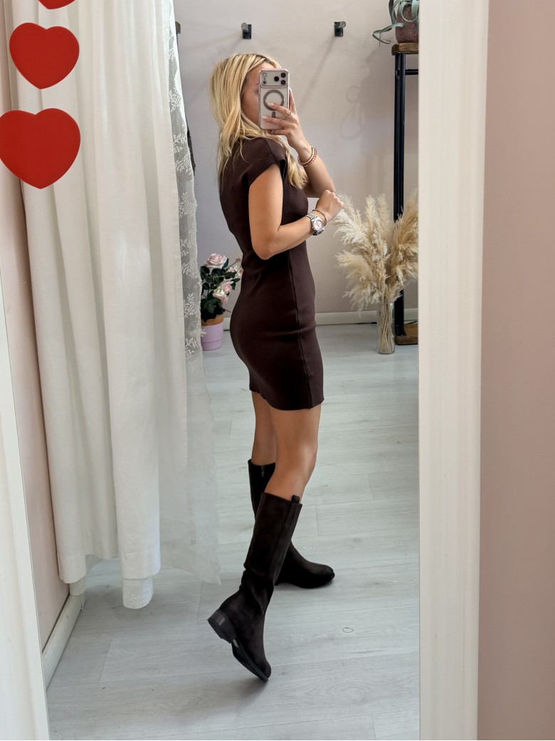 Vestito ILARIA mezze maniche marrone