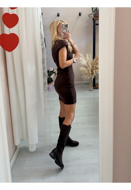 Vestito ILARIA mezze maniche marrone