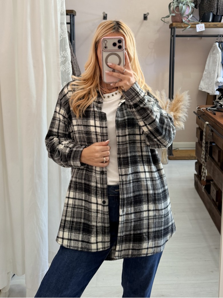 Camicia a quadri bianca e nera