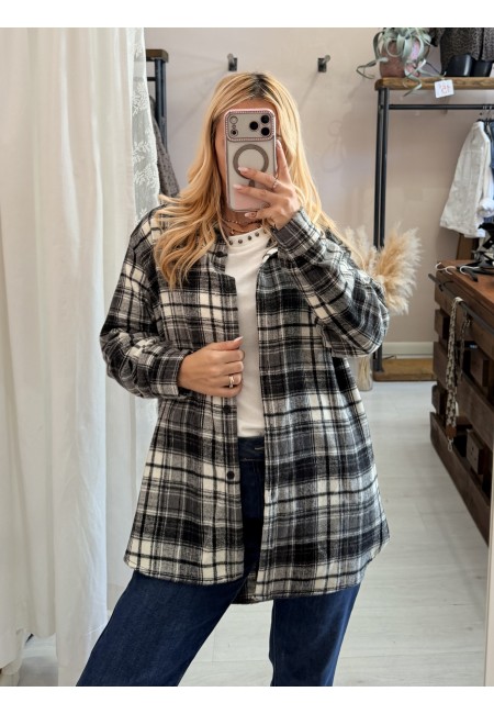 Camicia a quadri bianca e nera