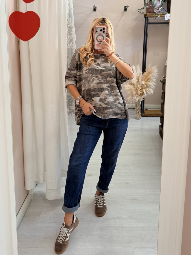 Maglia felpina morbida mimetica beige