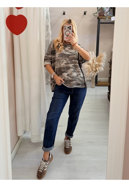 Maglia felpina morbida mimetica beige