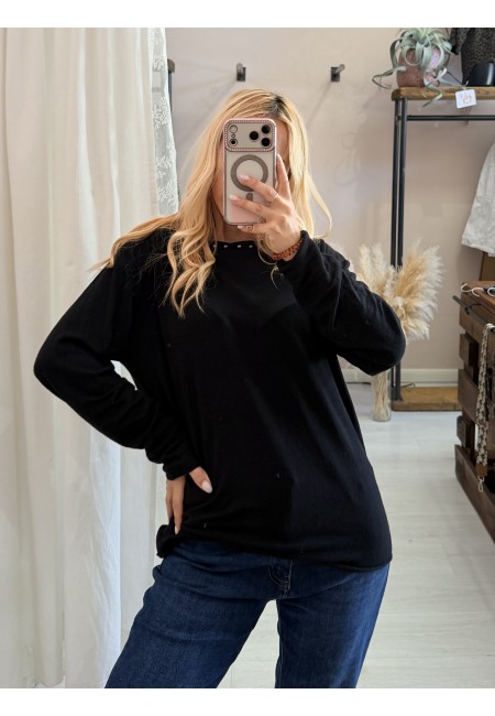 Maglia morbida borchiette nera