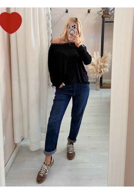 Maglia morbida borchiette nera