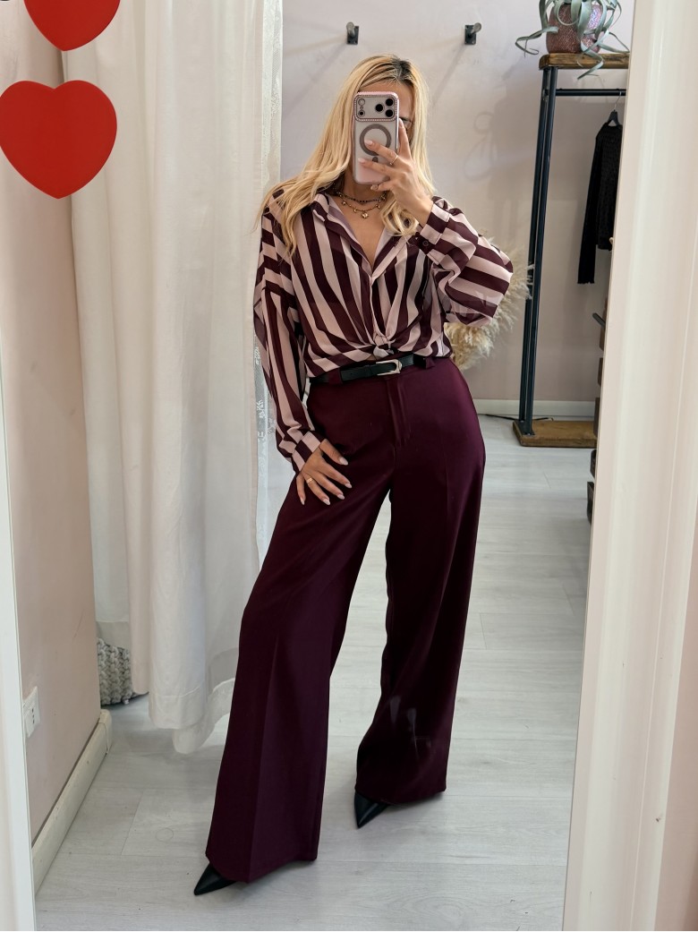 Pantaloni MONIC larghi bordeaux