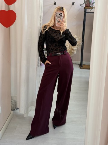 Pantaloni MONIC larghi bordeaux 2