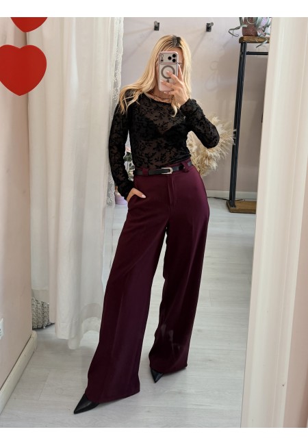 Pantaloni MONIC larghi bordeaux