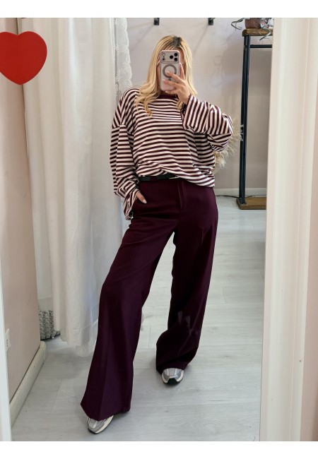 Pantaloni MONIC larghi bordeaux
