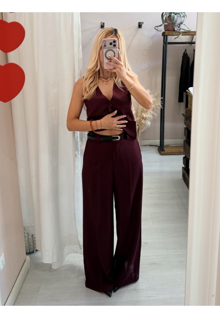 Pantaloni MONIC larghi bordeaux