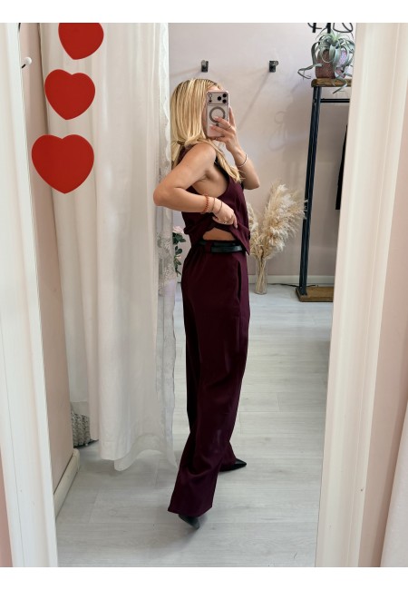 Pantaloni MONIC larghi bordeaux