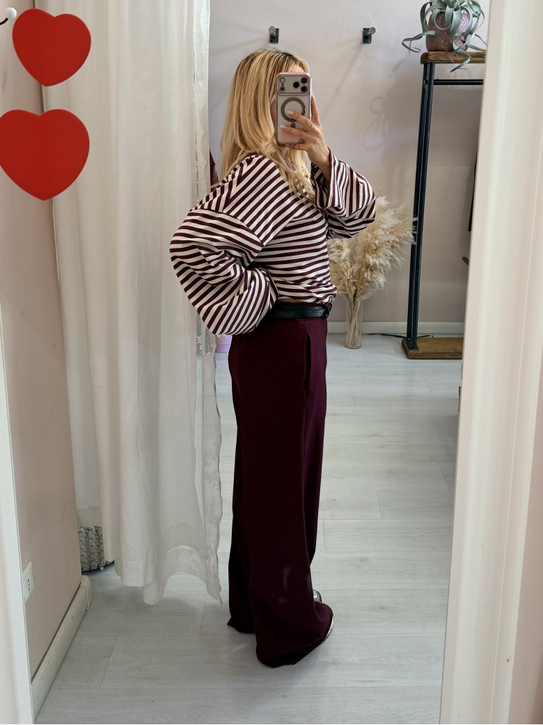 Pantaloni MONIC larghi bordeaux
