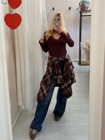 Camicia a quadri bordeaux 2