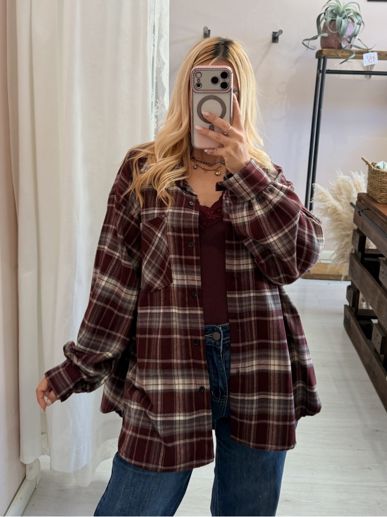Camicia a quadri bordeaux