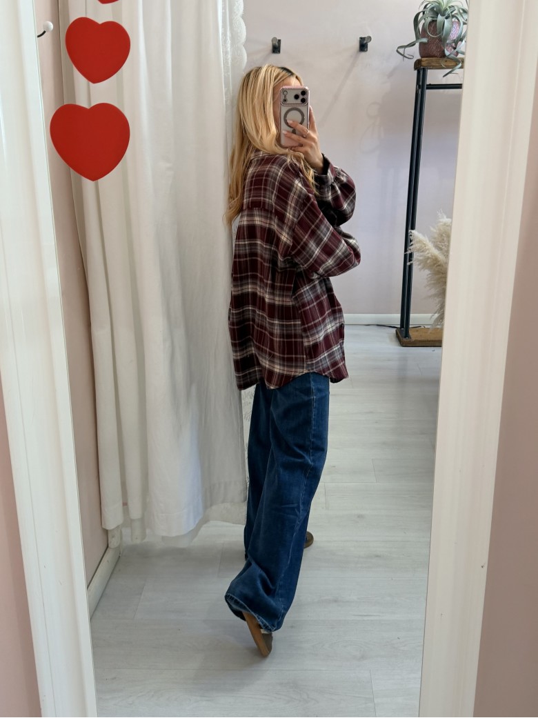 Camicia a quadri bordeaux