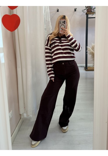 Jeans larghi bordeaux scuro
