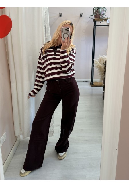 Jeans larghi bordeaux scuro