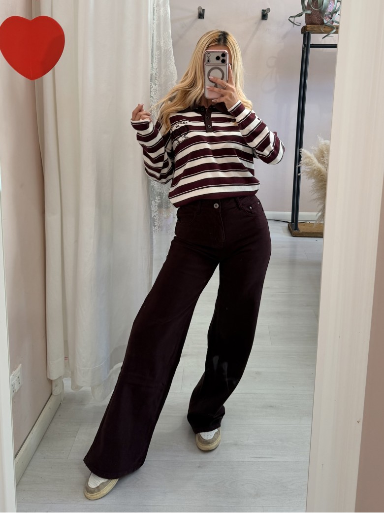 Jeans larghi bordeaux scuro