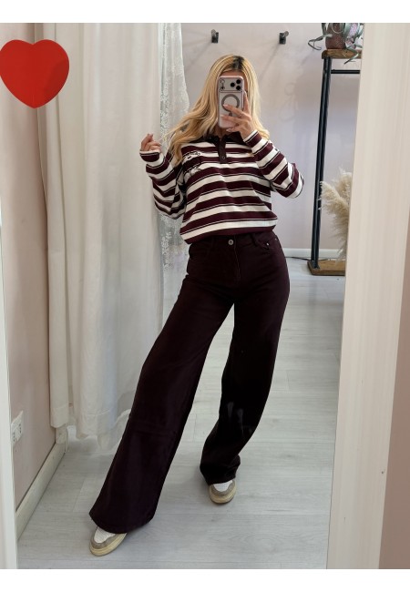 Jeans larghi bordeaux scuro