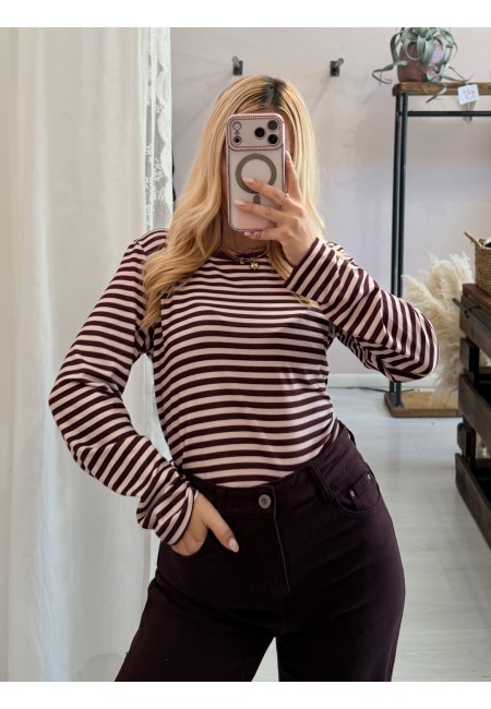 Maglia a righe PARIS prugna