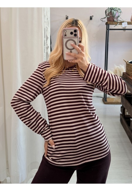 Maglia a righe PARIS prugna