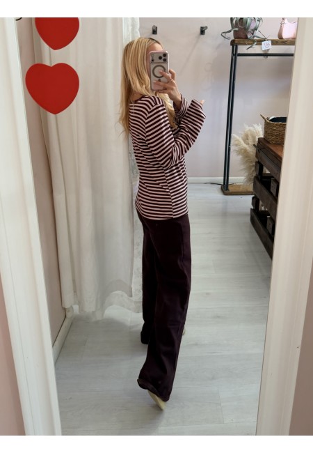 Maglia a righe PARIS prugna