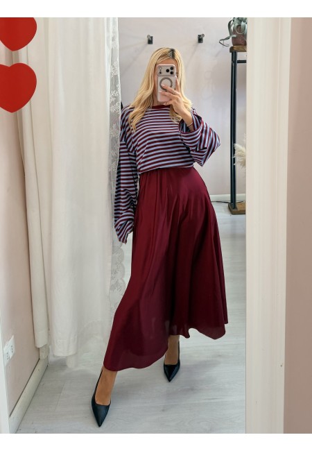 Gonna lunga in raso bordeaux