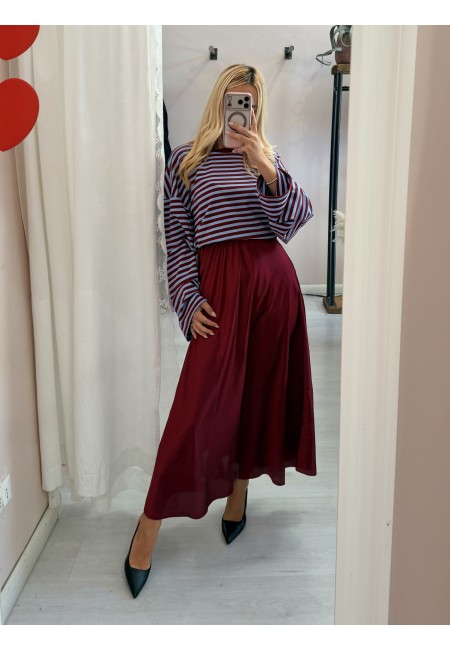 Gonna lunga in raso bordeaux