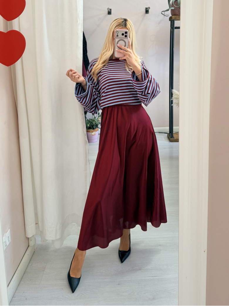 Gonna lunga in raso bordeaux