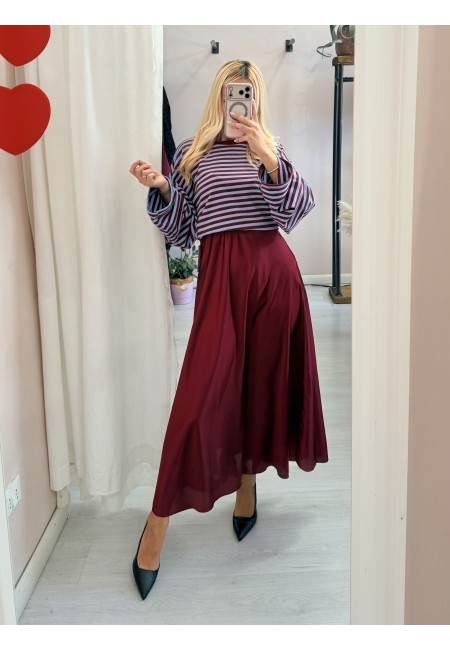 Gonna lunga in raso bordeaux