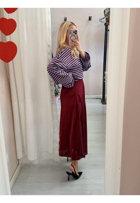 Gonna lunga in raso bordeaux
