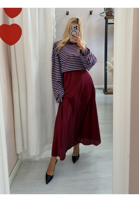 Gonna lunga in raso bordeaux