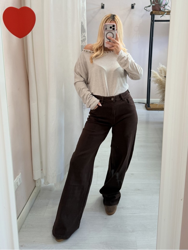 Jeans larghi marroni