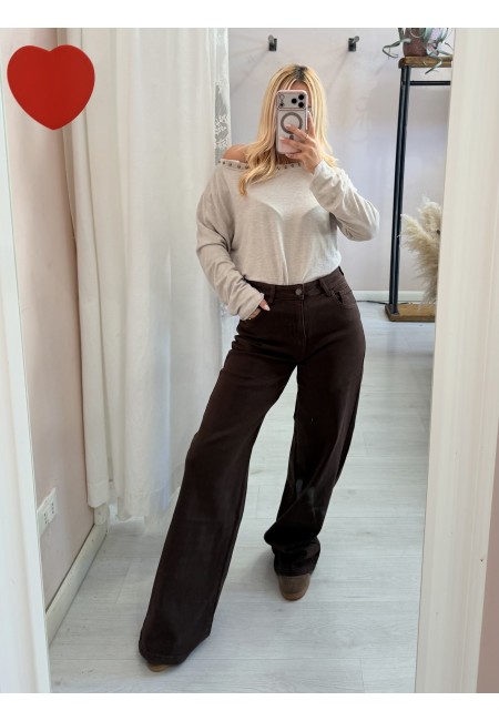 Jeans larghi marroni