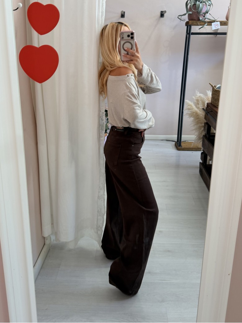 Jeans larghi marroni
