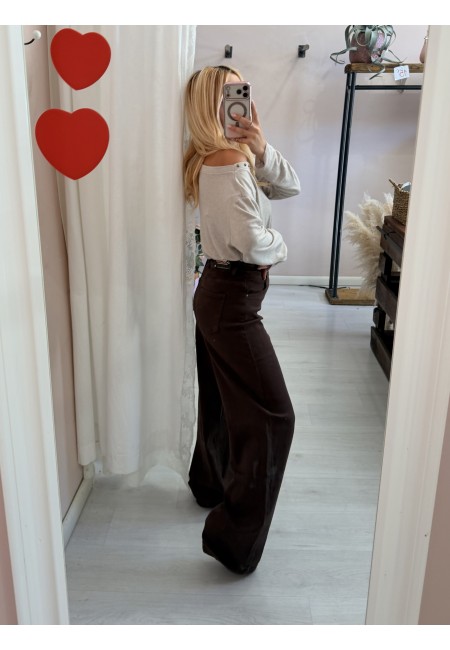 Jeans larghi marroni