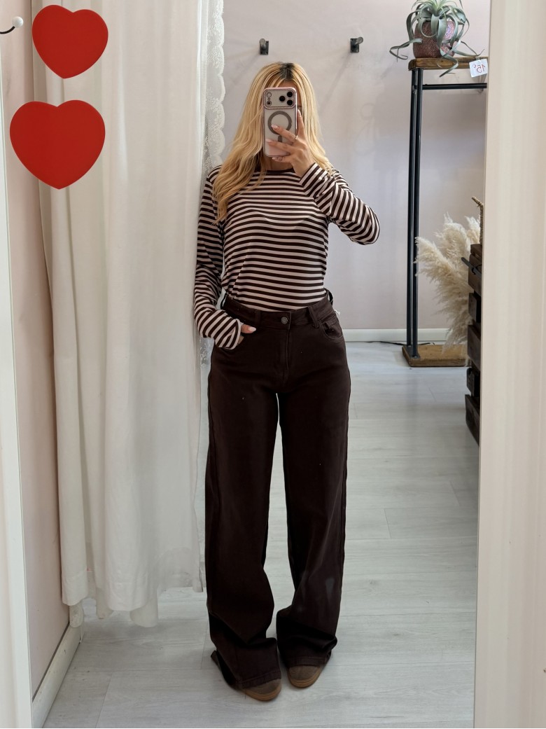 Jeans larghi marroni