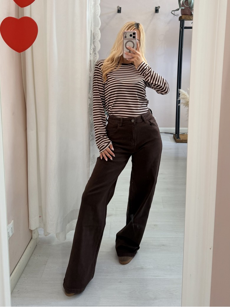 Jeans larghi marroni