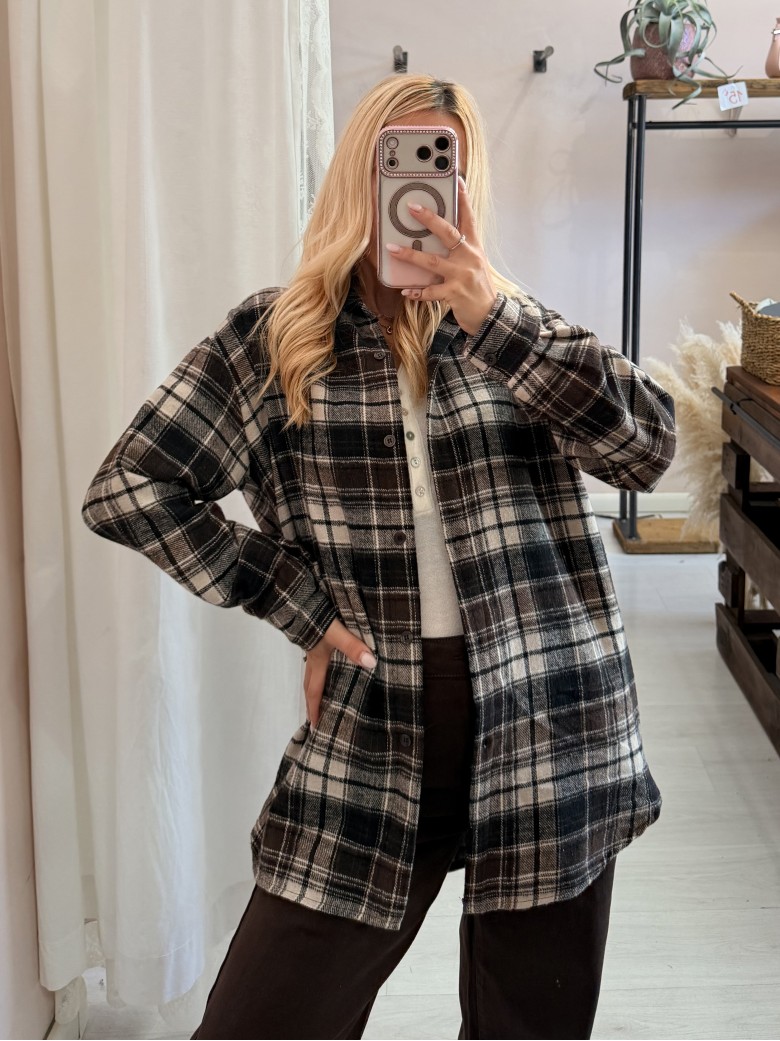 Camicia a quadri marrone