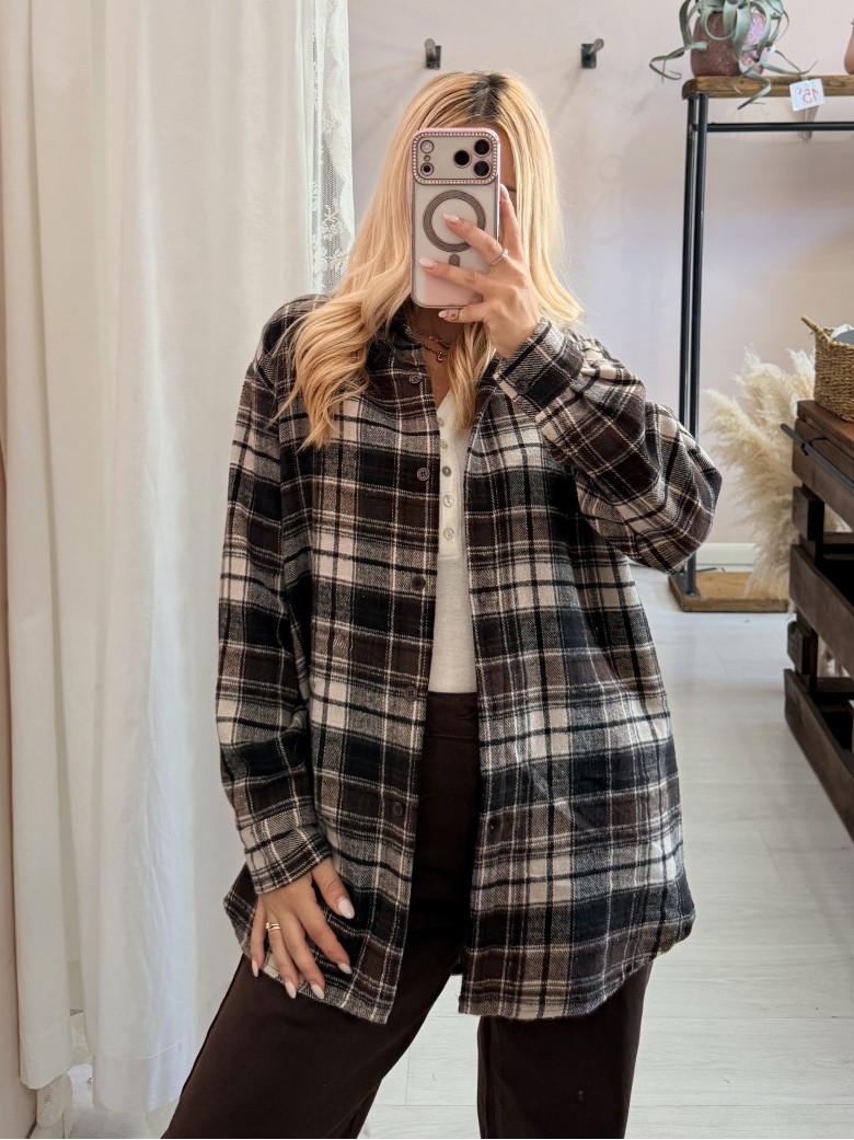 Camicia a quadri marrone