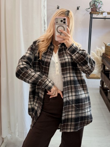Camicia a quadri marrone