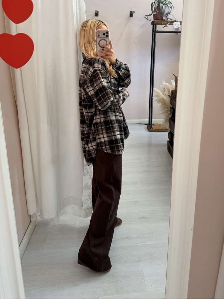 Camicia a quadri marrone