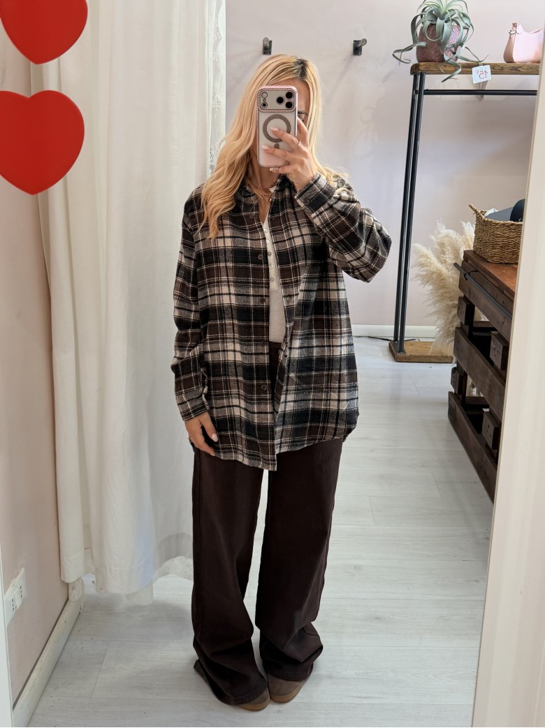 Camicia a quadri marrone
