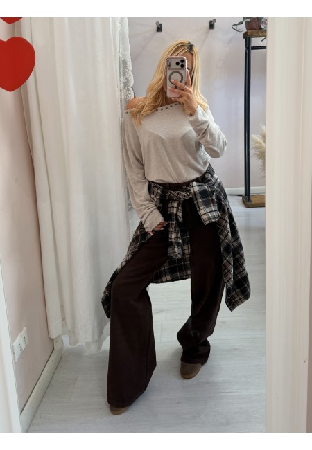 Camicia a quadri marrone